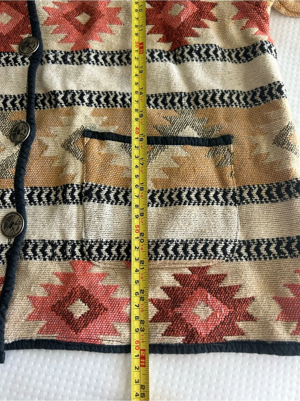 Laura Ashley Vintage Southwestern Aztec Knit Button-Up Cardigan in Beige/Rust - Picture 11 of 11